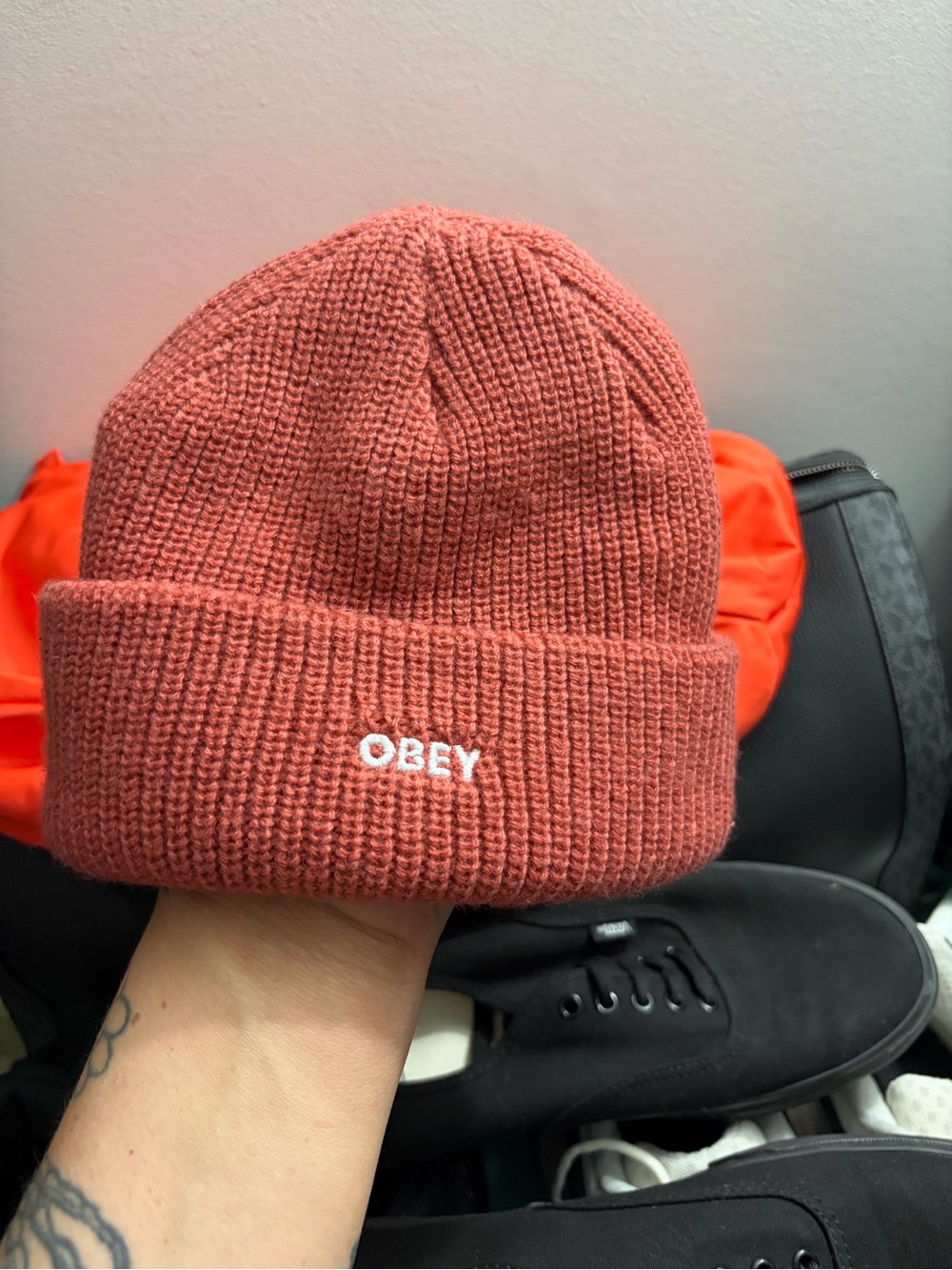 OBEY Ribbed Beanie - Rust